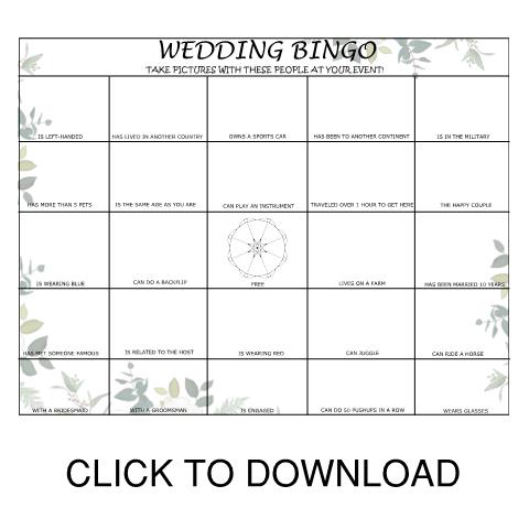 DOWNLOAD WEDDING BINGO CARD
